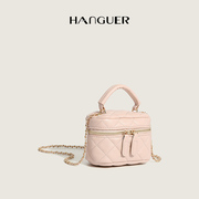 hanguer&ck粉色盒子包百搭迷你手机包小包包女小众链条斜挎包