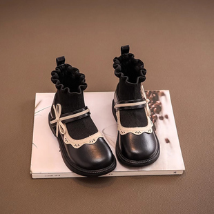女童鞋子儿童马丁短靴子，2024冬季秋，冬季袜靴宝宝公主加绒洋气