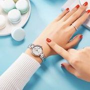 不锈钢士手表简约瑞士机芯石英手表手表防水钢带镶钻女商务