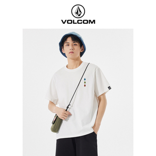 volcom钻石户外品牌，简约短袖t恤2024夏季原创个性，圆领体恤潮