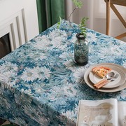 向日葵抽象印象派复古风油画加厚长方形ins餐桌布田园野餐台布