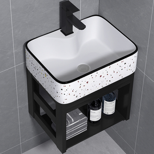 小户型挂墙式洗手盆柜组合陶瓷，洗脸盆卫生间防水简易壁挂盆洗漱池