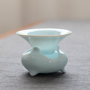 陶瓷茶滤功夫茶具配件青白瓷，茶漏影青瓷不锈钢，过滤网茶漏斗滤茶器