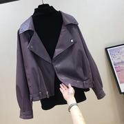 皮衣外套女2023年春秋短款高级感韩版显瘦大码机车皮夹克