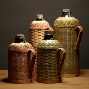 复古暖壶热水瓶家用暖水壶玻璃内胆老式开水瓶茶室保温瓶竹编暖壶