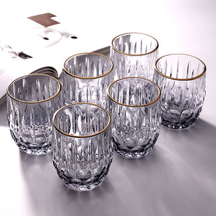 创意家用喝水杯子高颜值待客彩色玻璃杯客厅茶杯带杯架套装