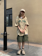 春夏印花短袖衬衫男圆领棒球，服潮牌hiphop男女日系半袖衬衣