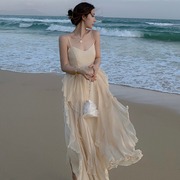 海边度假衣服仙女裙女夏2022穿搭拍照长裙三亚旅游超仙沙滩连衣裙