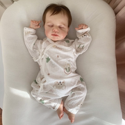 Roubaby初生婴儿长袖男女宝宝夏季连体衣镂空透气卡通薄款家居服