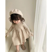 2023连衣裙韩版宝宝，打底裙子童冬装针织长袖，儿童毛线裙子