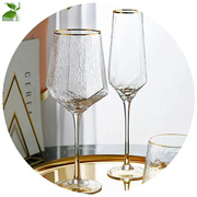 香槟杯礼盒 一对红酒创意套装水晶玻璃北欧个性家用高脚葡萄酒ins