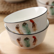 釉下彩陶瓷碗4.5英寸米饭碗汤面碗餐具套装家用创意安全健康产品