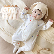 婴儿纯棉护肚蝴蝶衣宝宝，绑带月子服新生儿，和尚服0-1岁连体衣春秋