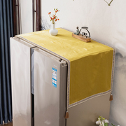 中式防尘盖布布艺家用冰箱帘双开门顶部盖巾冰柜洗衣机保护防尘罩