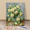 diy数字油画油彩画客厅花卉，手绘减压画数码填色欧式装饰画白牡丹