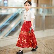 儿童汉服女童改良马面裙，套装夏季薄款小女孩中国风复古唐装新中式