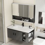 现代轻奢实木浴室柜收纳智能，镜柜开放格侧柜，卫生间洗手盆浴柜套装