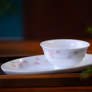 景德镇陶瓷餐具套装手绘釉下彩高温，米饭碗新中式菜盘田园风家用碗