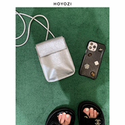 小优家包包原创hoyozi银色，手机包女斜挎2024潮牌小挎包包