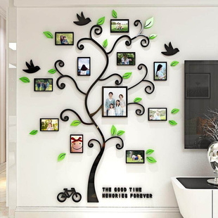 亚克力墙贴3d水晶相框树照片，墙客厅卧室办公室，励志照片立体墙贴画