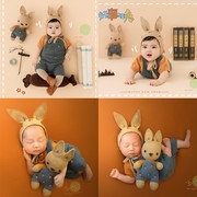 儿童摄影主题服装兔年宝宝，新生儿百天照，拍摄服饰道具婴儿造型衣服