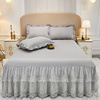 欧式床裙式床罩纯色刺绣蕾丝纱花边床单1.5米1.8m2.0床套夏季防滑