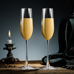 水晶香槟杯2个玻璃高颜值高脚杯 创意一对装礼盒红酒杯子套装家用