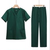 纯棉墨绿纱卡洗手衣长短袖刷手服套装手术衣医生护士服V领