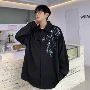 新中式刺绣衬衫男春季潮牌设计感男装衬衣国风，高级感百搭长袖外套
