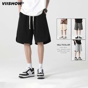 VIISHOW潮牌夏季2023纯色休闲短裤男士宽松五分卫裤直筒运动裤子
