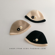 儿童盆帽秋冬款可爱小花女童宝宝帽子洋气冬季穿搭毛线针织渔夫帽