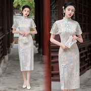 中国风改良版旗袍蕾丝连衣裙女夏装年轻款复古日常优雅气质小礼服