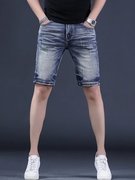 夏季男士牛仔短裤修身小直筒，潮流五分裤弹力薄款中裤休闲马裤