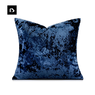 柏洛斯家居简约现代蓝色，丝绒抱枕样板间沙发客厅，设计师靠垫靠枕套