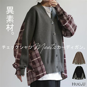日本海外直邮2024春季女装格子拼接休闲长袖针织衫开衫外套