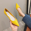 女鞋黄色单鞋女网红糖果色漆皮平底鞋浅口大码尖头平跟鞋软底鞋45