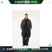 欧洲直邮lemaire男士羊毛，橄榄棕色复古立领长款粗呢大衣外套风衣