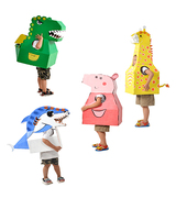 ins儿童可穿纸壳恐龙，diy小猪涂色纸箱幼儿园手工，制作作业模型玩具