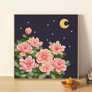 治愈蔷薇玫瑰diy数字油画植物花卉手工涂色油彩画手绘涂鸦装饰画