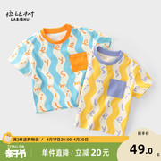 拉比树童装男童短袖T恤夏季男宝宝半袖印花上衣纯棉儿童体恤