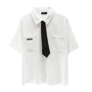 2022夏季日系学院风白色短袖衬衫jk制服雪纺衬衣韩版宽松上衣