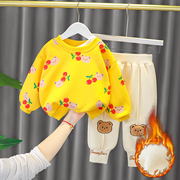 女童加绒洋气套装秋冬款洋气2儿童衣服冬季婴儿小童装1-3岁女宝宝