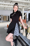 新中式改良旗袍连衣裙女夏复古设计感小众高级感矮个子