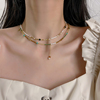 十里间丰富多彩的串珠气质简约淡水珍珠天然石项链(石项链)叠戴锁骨链