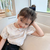 女童白色娃娃领衬衫名媛韩版洋气时髦上衣潮宝宝夏季儿童短袖衬衣