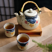 日式创意仿古陶瓷大茶壶茶杯茶具套装家用凉水冷水提梁壶泡茶器