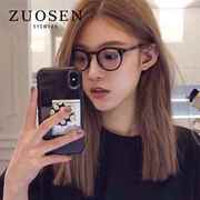 黑框眼镜女平光镜素颜复古韩版防蓝光护目镜板材框可配近视度数