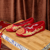 秀禾鞋红色婚鞋新娘上轿绣花鞋，中式婚礼鞋子配秀禾服布鞋平底单鞋