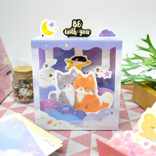 台湾萌创意一对小熊祝福生日立体贺卡表白礼物3D可爱猫咪万用卡片