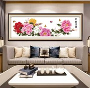 大幅法国DMC十字绣客厅卧室大画 花卉牡丹 花开富贵